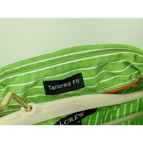 J Crew Tailored Fit Button Shirt Men's Large Green White Stripe Long Sleeve - Picture 5 of 8